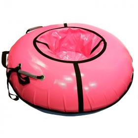 Тюбинг с пластиковым дном 100см розовый